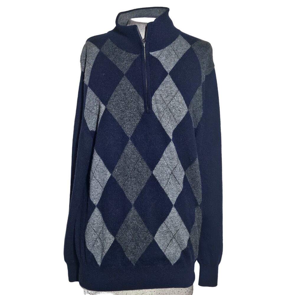 Turnbury Merino Wool and Cashmear Argyle Sweater Size Medium